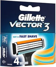 Gillette Vector 3 Manual Shaving Razor Blades for men (Pack of 4 cartridges)