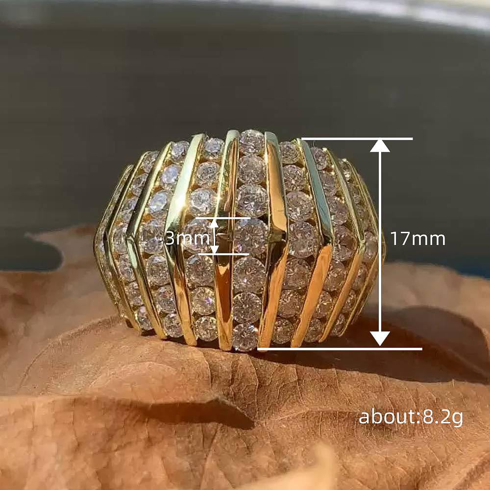 Round CZ Channel Setting Wide Ring for Women Gold Color by Generic – 7, Brass, Gold Color, Model A292_7