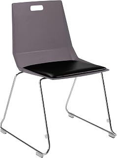 National Public Seating NPS LuvraFlex Stack Chair with Polypropylene Back/Padded Seat - Charcoal/Black