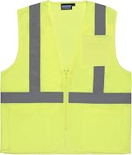 ERB 61649 S363P Class 2 Economy Mesh Safety Vest with Pockets, Lime, X-Large