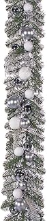 6ft Glittered Ball, Berry, Fern & Pine Artificial Garland -Silver/White (Pack of 2)