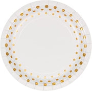 "Creative Converting Sparkle and Shine Gold Dessert Plates, 7"", White & Gold" (317840)