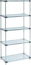 Nexel Galvanized Steel, 5 Tier, Solid Shelving Starter Unit, 54"Wx18"Dx74"H