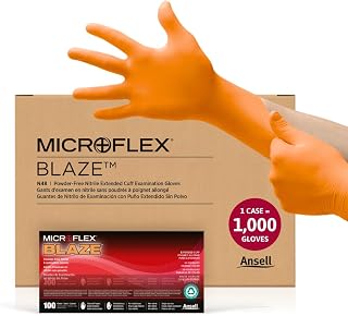 Ansell MICROFLEX Blaze N48 Exam Standard Gloves - Size S, Orange (Case of 1000)
