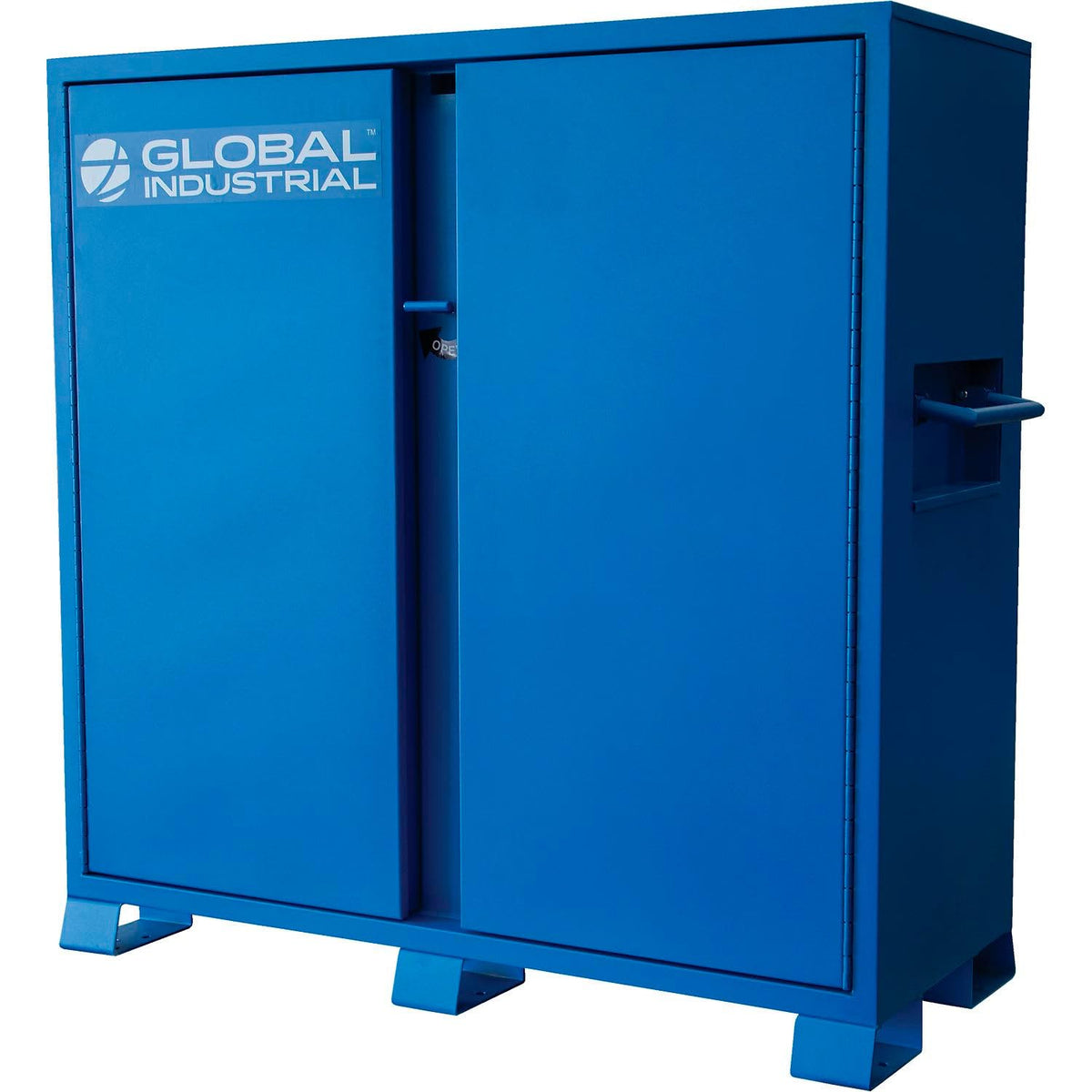 Heavy Duty Job Site Storage Cabinet with 2 Doors by Global Industrial – Alloy Steel, Blue, Model DB310
