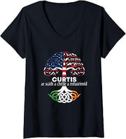 Women's Curtis Irish Family Name Celtic Irish Roots V-Neck T-Shirt