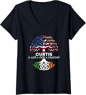 Women's Curtis Irish Family Name Celtic Irish Roots V-Neck T-Shirt