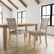 Linen-Upholstered Ladder Back Side Chairs Set of by Starlight Canyon Home – Solid + Manufactured Wood, White, Pack of 2