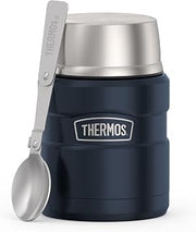 THERMOS Stainless King Vacuum-Insulated Food Jar with Spoon, 16 Ounce, Matte Mid Blue