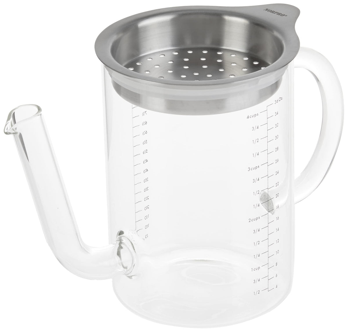 Norpro Gravy Separator, 4-Cup Glass with Strainer