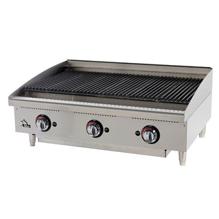 Gas Charbroiler - Radiant 36"Wx25-3/4"Dx15-1/2"H by Maxstar – Stainless Steel, Model 6136RCBD