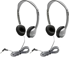 HamiltonBuhl HECMS2L-2 Personal Stereo Headphones Leatherette Ear Cush W/O Volume, 2/Pack