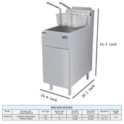 Atosa ATFS-40 Commercial Fryer by Cook Rite – Stainless Steel, Model ATFS-40(LP)