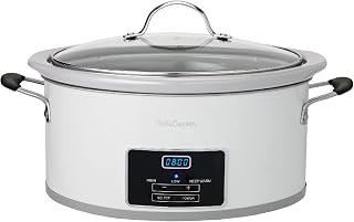 Betty Crocker 6-Quart Oval Digital Slow Cooker, 240 Watts, BC-4587W, White