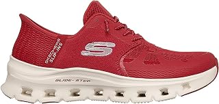 Skechers Mens Glide-Step Pro Hands Free Slip-in Sneaker, Red Mesh Trim, 9