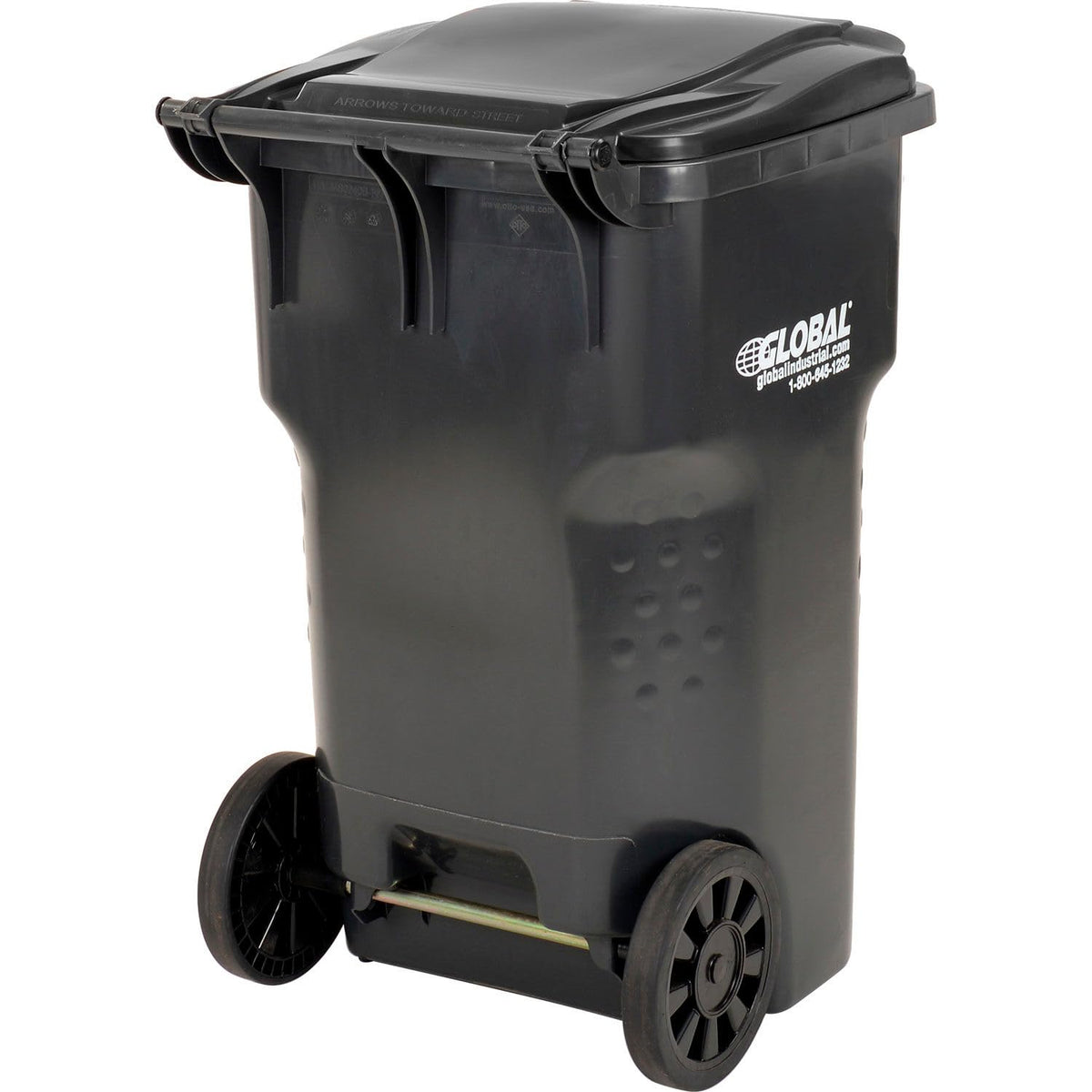 Mobile Heavy Duty Trash Container by OTTO – 26.38 x 25.25 x 42.13 inches, 65.0 gallons, Polyethylene, Gray, Model 237279GY