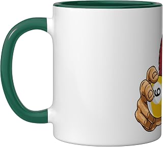 Spartan Trojan Roman 9 Ball Pool Warrior Gladiator Cartoon Ceramic Mug, Dark Green/White, 11oz