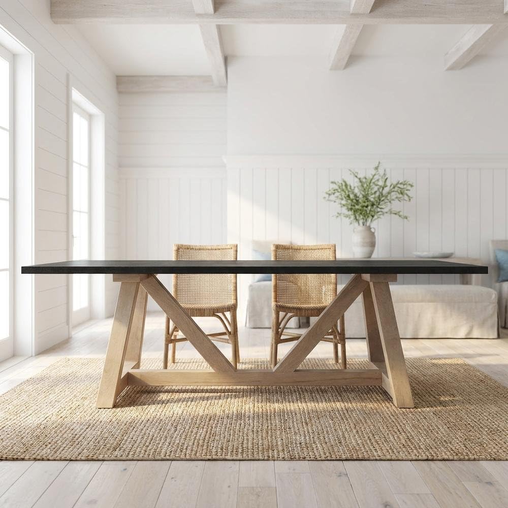 Brown Rectangular Solid Wood Dining Table with Two-Tone Finish by Starlight Canyon Home – Solid Wood, Brown