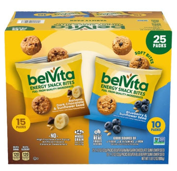 Energy Snack Bites Variety Pack - 25 Count by Belvita – 1.13 Ounce (Pack of 25), Pack of 25