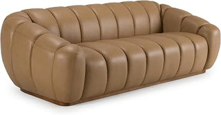 Ekwok - Modern Tan Leather Sofa