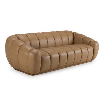 Ekwok - Modern Tan Leather Sofa by Limari Home – Foam, Tan, Model LIM-83356