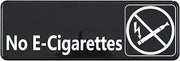 Winco 9" x 3" Black No E-Cigarettes Sign | Universal message, Great for Facility Signage, Staff Areas, Restrooms and Compliance Notices