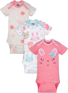 Gerber Organic Cotton Baby Girls Onesies Bodysuits 3-Pack, Size 0-3 Months Pink