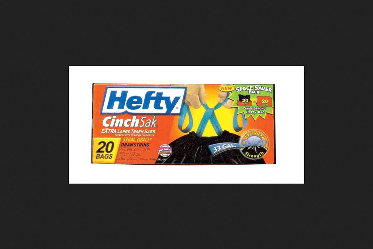 CinchSak 33 Gal. Extra Large Trash Bags with Drawstring 20 ct (Pack of 6) by Hefty – 1 Count (Pack of 6), 33.0 gallons, Plastic, Black, Pack of 6