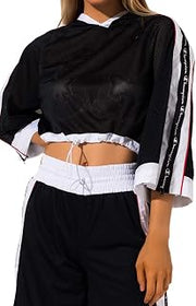 Champion Women's Hooded Cropped Mesh Top