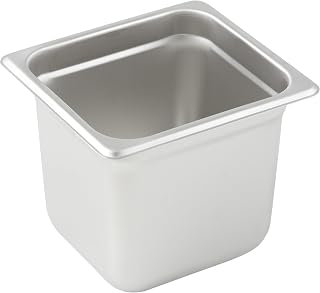 Winco 6" Silver 1/6 Size Metal Steam Table Pan (Set of 48)