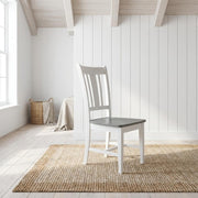 Solid Wood Dining Chair with Splatback Design by Furnifact – Wood, White and Heather Gray