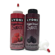 Designer Dessert Sauces Bundle (Strawberry and ) with 2 Applicator Tips by Lyons – 8 Ounce (Pack of 4), Pack of 4