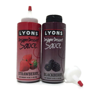 Designer Dessert Sauces Bundle (Strawberry and ) with 2 Applicator Tips by Lyons – 8 Ounce (Pack of 4), Pack of 4