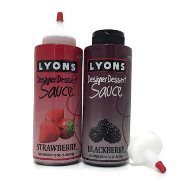 Designer Dessert Sauces Bundle (Strawberry and ) with 2 Applicator Tips by Lyons – 8 Ounce (Pack of 4), Pack of 4