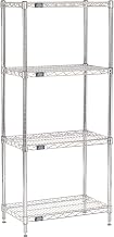 Nexel Adjustable Wire Shelving Unit, 4 Tier, Commercial Dry Storage Rack, 14" x 30" x 63", Chrome