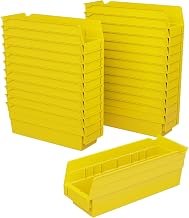 Akro-Mils 30120 Heavy Duty Plastic Shelf Bins, 12"x 4"x 4", Yellow, 24-Pack | Heavy Duty Nesting Storage Bins for Garage, Closet, Refrigerator, Kitchen, Cabinet, Drawer Organization, Pantry Organization