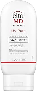 EltaMD UV Pure Face and Body Sunscreen, SPF 47 100% Mineral Sunscreen for Kids and Adults, Water Resistant Up to 80 Minutes, Oil Free Zinc Oxide Formula