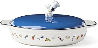 Lenox Chef Snoopy Casserole Dish with Lid | stoneware, dishwasher and oven safe to 350 degrees | peanuts collectible gift for kitchen | 4.4 inch