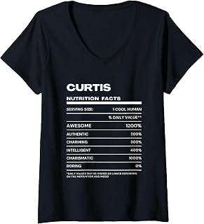 Women's Curtis Nutrition Facts Name V-Neck T-Shirt