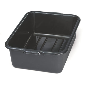 7" Black Polyethylene Bus Box by Tablecraft – 21.25 x 15.75 x 7 inches, High Density Polyethylene (HDPE), Black, Model 1537B