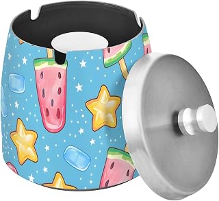 Watermelon Ice Cream Splash Ashtray with Lid, Outdoor Ashtrays for Patio