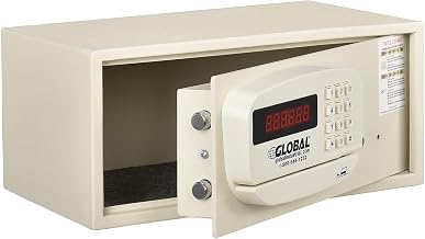 Global Industrial Hotel Safe Electronic Lock w/Card Slot, Keyed Differently, Off White, 15"Wx10"Dx7"H