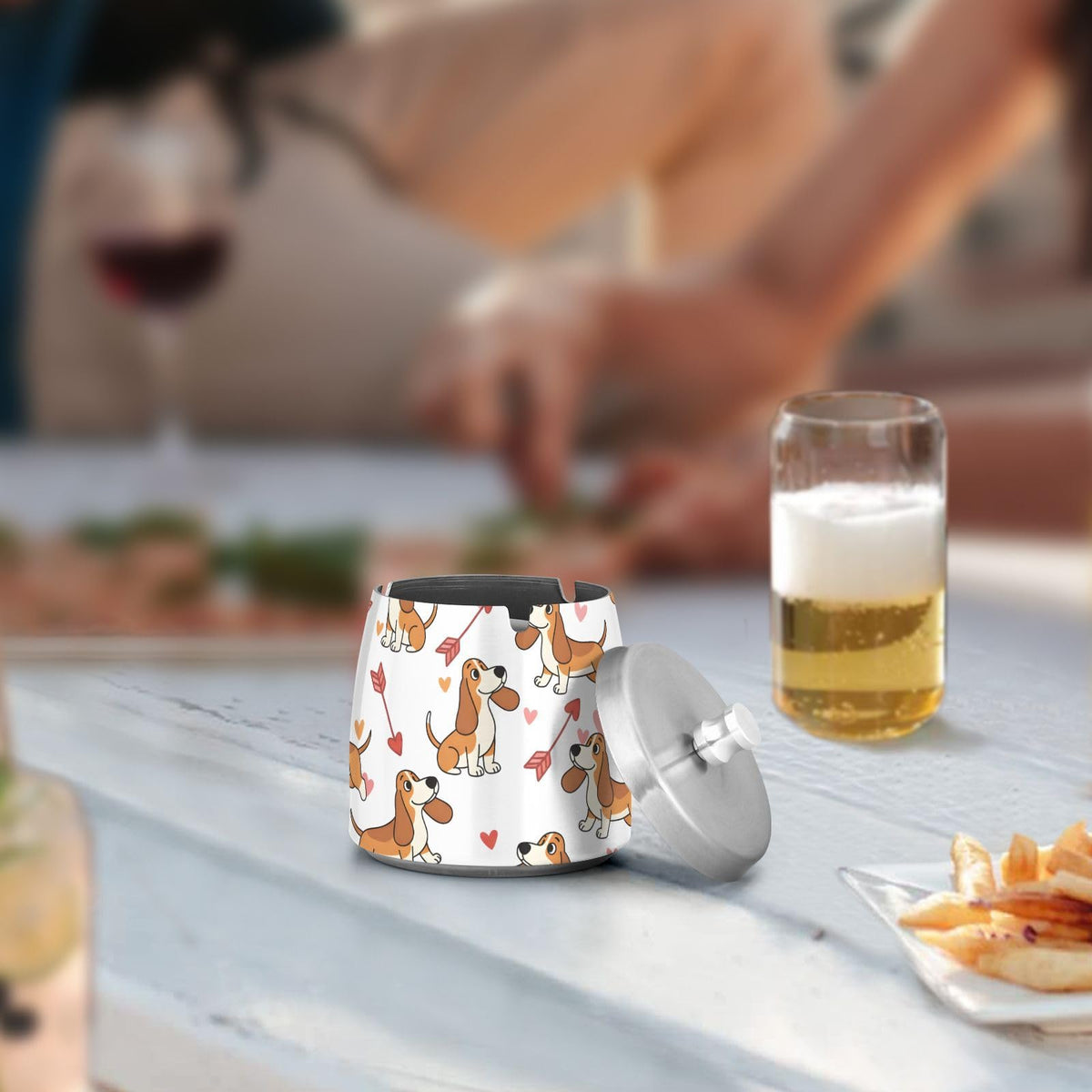 Heart Dog Pattern Splash Ashtray with Lid by ALAZA – Stainless Steel, C484, Model g541177090p1082c1149s2657