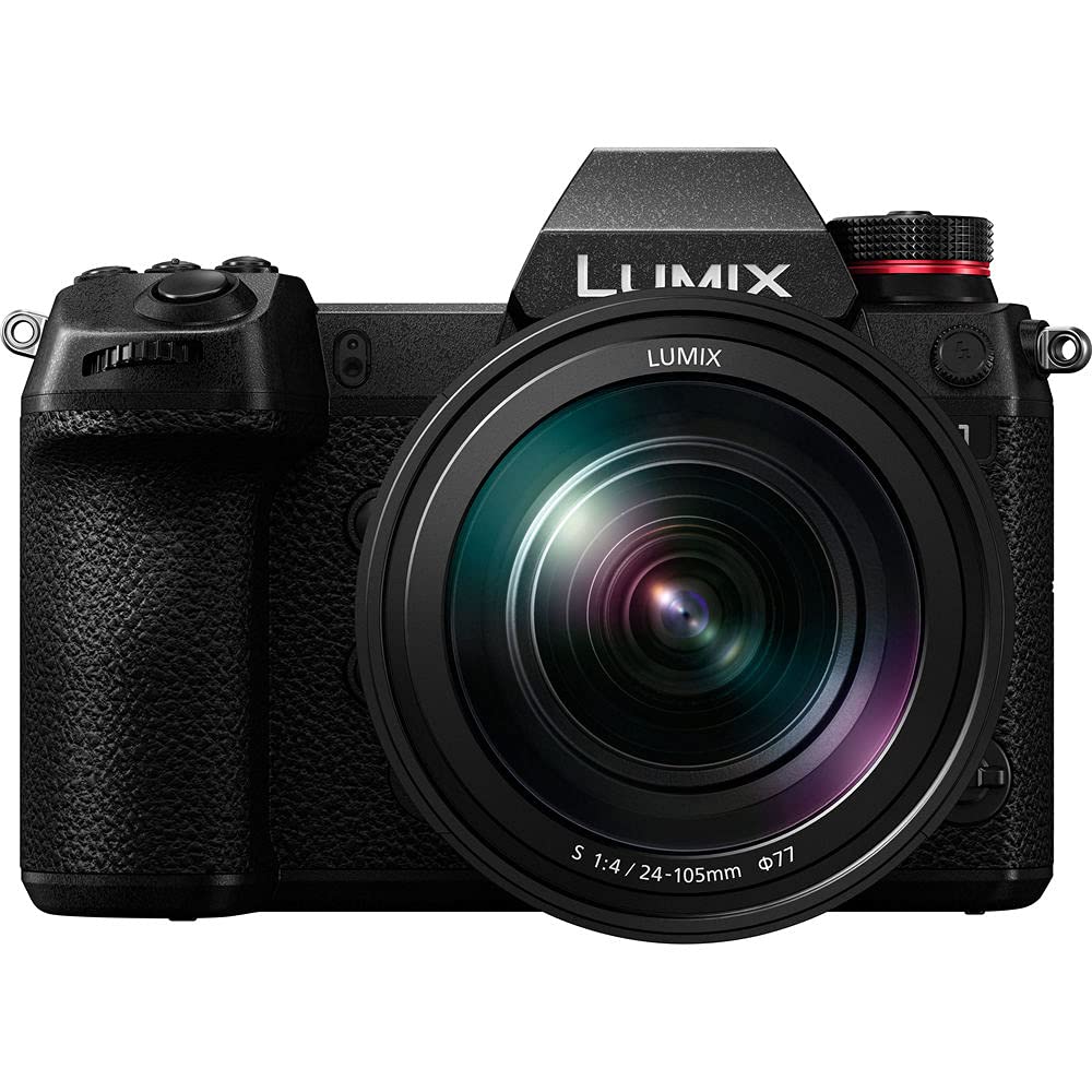 Lumix S1 Mirrorless Camera with 24-105mm Lens Bundle + Accessory Package with 64GB Memory by Panasonic – Black, Pack of 40, Model BH52-S124105-71626