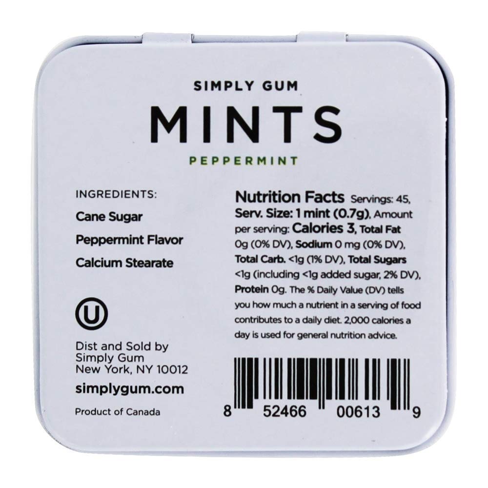 Mints - Peppermint - Case Of 6 - 30 Count by Simply Gum – small, green, Pack of 6, Model IZ-SDH5-NU3Q