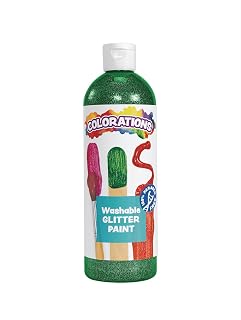 Colorations CGPGR Washable Glitter Paint, 16 fl oz, Green, Non Toxic, Vibrant, Bold, Kids Paint, Craft, Hobby, Fun, Art Supplies