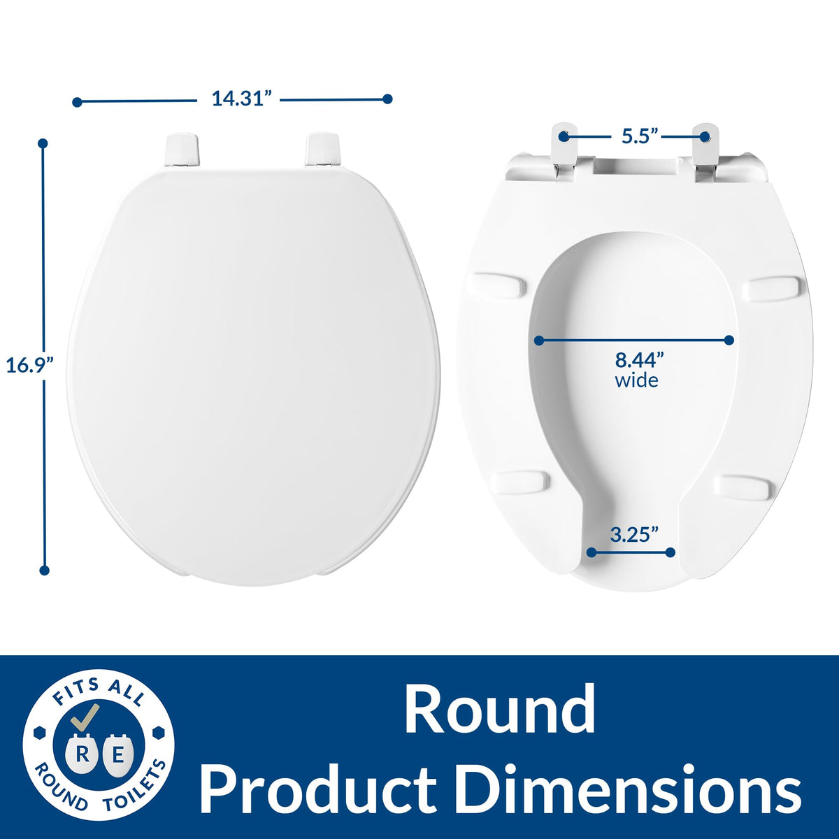 Bemis Round (Pack of 2) / White / Open Front Toilet Seats