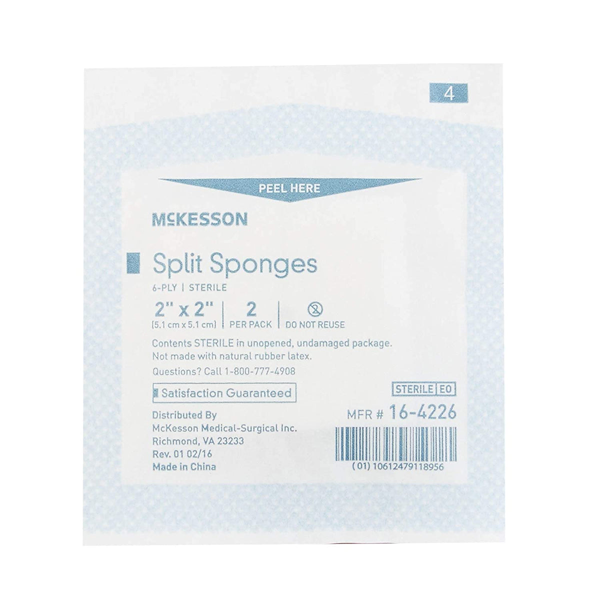Performance Plus Gauze Iv Sponge 6Ply Sterile 2"X2" -35 Packs of 2 - Model by McKesson – 2 Count (Pack of 25), Rayon, White, Model 16-4226