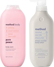 Bundle of Method Pure Peace Body Wash, 18 oz (Pack of 1) + Method Simply Nourish Body Lotion, 14 oz (Pack of 1)
