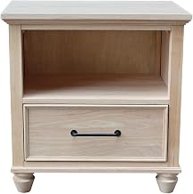 International Concepts Solid Wood 1-Drawer Nightstand Unfinished Ready to Finish Hardwood Bedside Table with Open Shelf